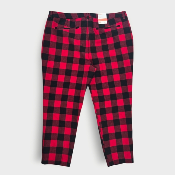 Old Navy Harper Cropped Pants Womens Size 18 Black Plaid Pockets 42x27 New - Picture 1 of 9